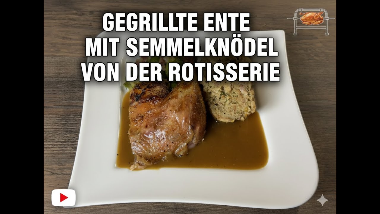 Saftige Rotisserie-Ente mit Semmelknödel-Füllung vom Grill | Perfektes Festtagsrezept