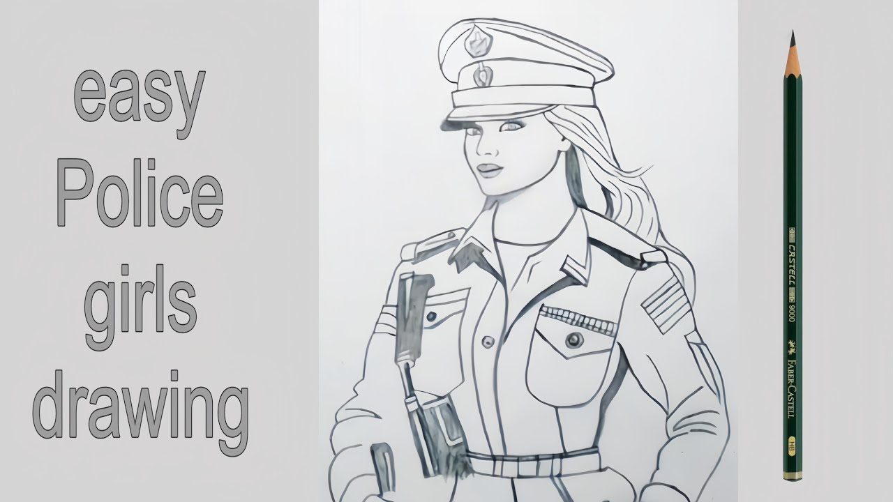 Easy Police Girl Drawing Step by Step for Beginners | Pencil Sketch Tutorial