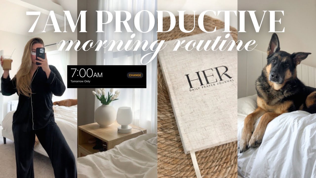 7AM PRODUCTIVE MORNING ROUTINE ☕️🤍 healthy habits, morning workout + more!