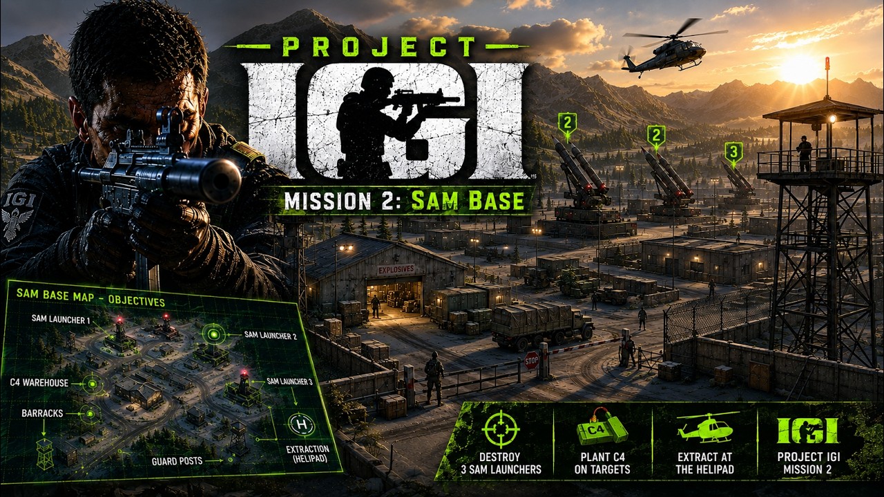 Project IGI Mission - 2 (SAM Base): NEONIX REMASTERED 4K 60fps.