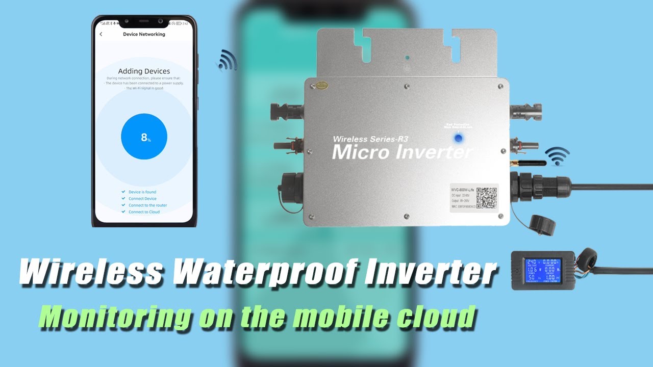 800W Wireless Waterproof Inverter through a mobile APP for Cloud-based monitoring