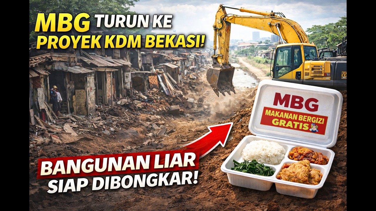 VIRAL BEKASI‼️MBG Datangi Proyek KDM, Bangunan Liar Sepadan Kali Siap Hilang!