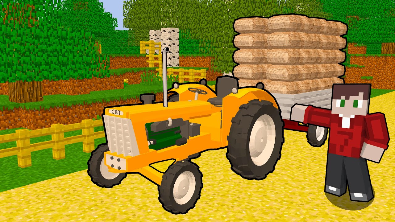 FIZ FRETE COM O MEU TRATOR NO MINECRAFT!!!!