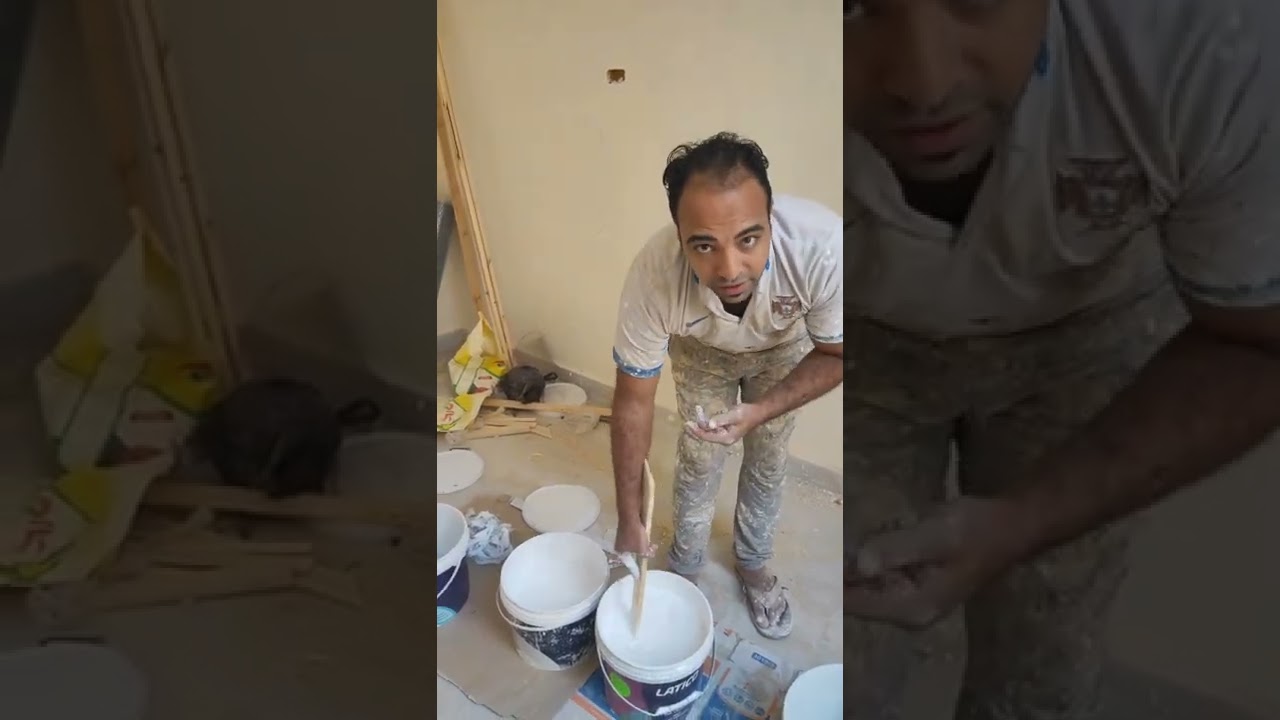 اتعلم ازاي دهان السقف والكرنيشه الجبس ابيض مط من الاول لي الآخر✨