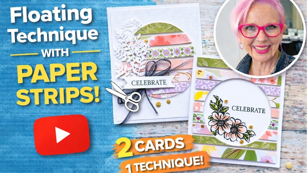 Техника создания открыток с использованием плавающих полосок | Сделайте 2 красивые открытки из од...