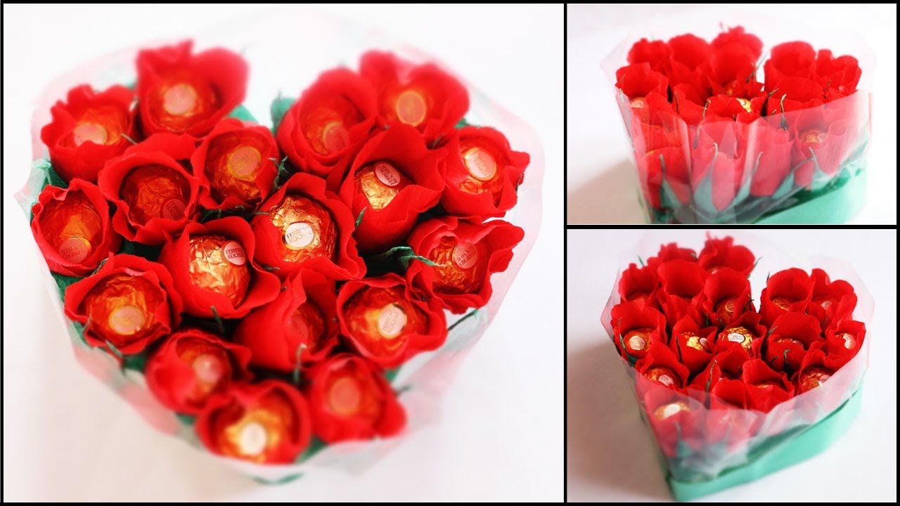 Heart Shape Chocolate Bouquet making | Valentine's Day Gift Idea | DIY Rose Bouquet