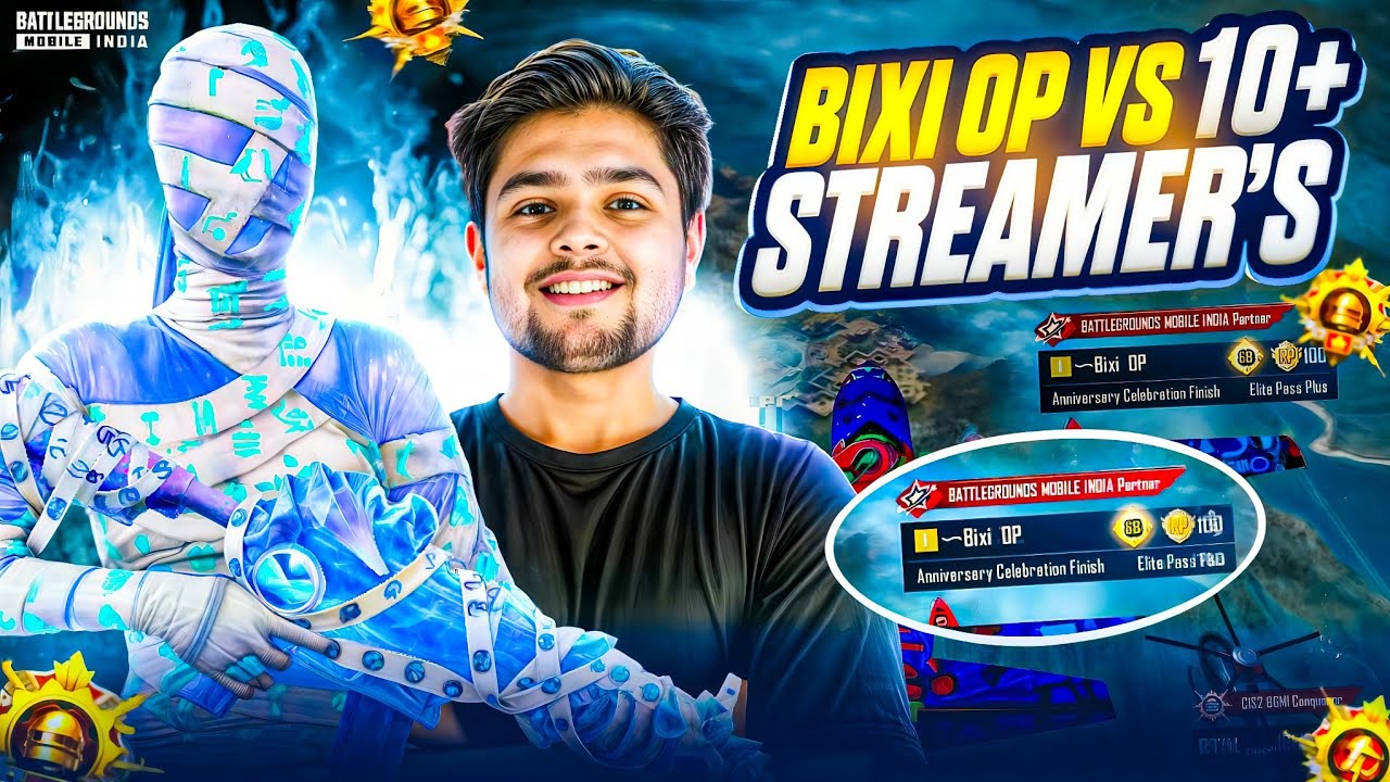 Bixi OP vs 10+ STREAMER* 🔱 | I Played as @TheBixiOP for 24hours. 😳🔥 #bgmi