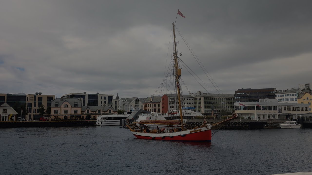 The harbour of Aalesund town-coming back home