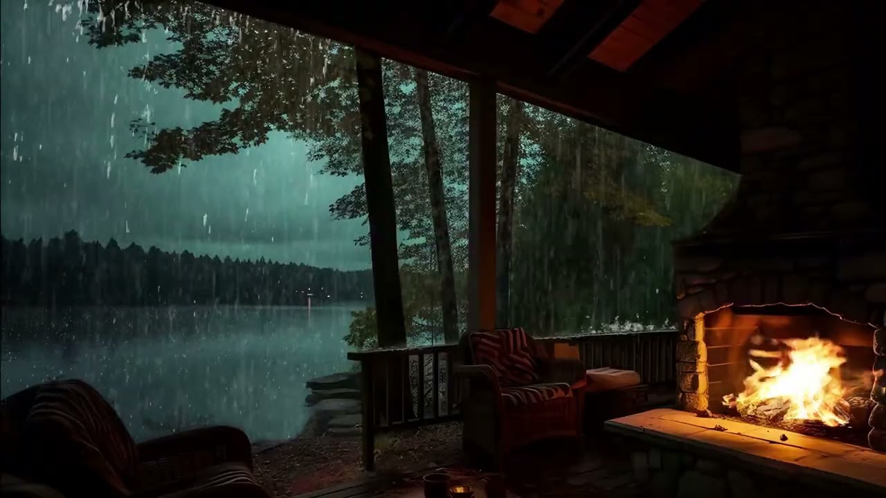 Feu de cheminée et pluie douce pour dormir 🌧️🔥 | Relaxation et Sommeil Profond (sans musique)