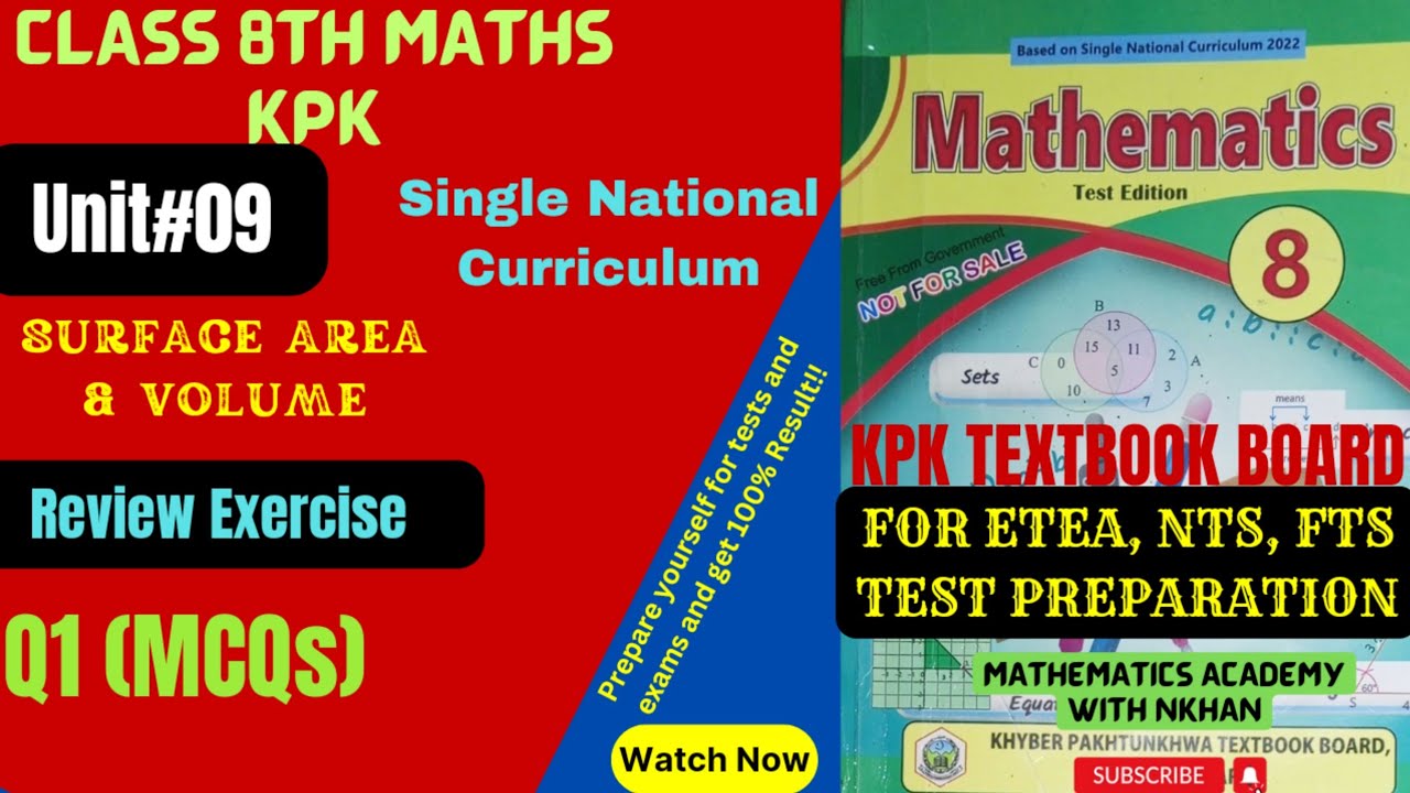 Class 8th Maths chapter 9 Review exercise|Surface Area and volume|Unit 9 kpk by Nkhan