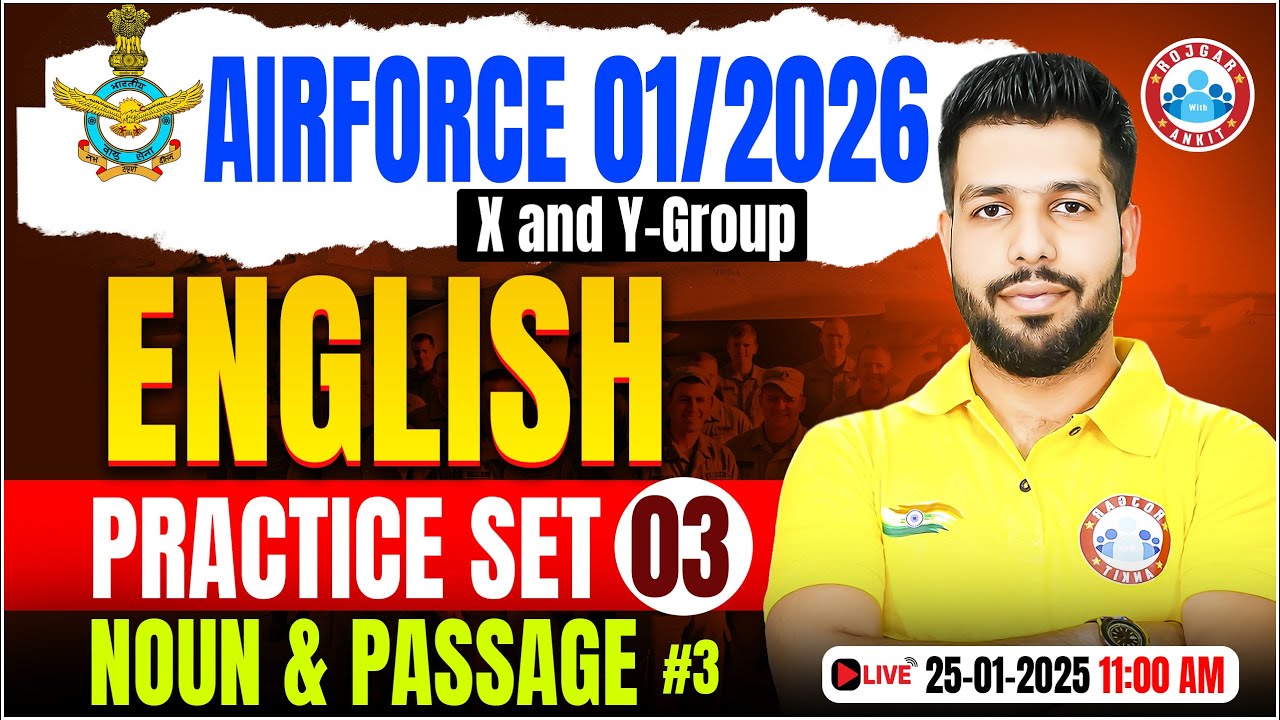 Airforce Practice Set 2025 | Noun and Passage | English for Airforce X & Y Group By Anuj Sir