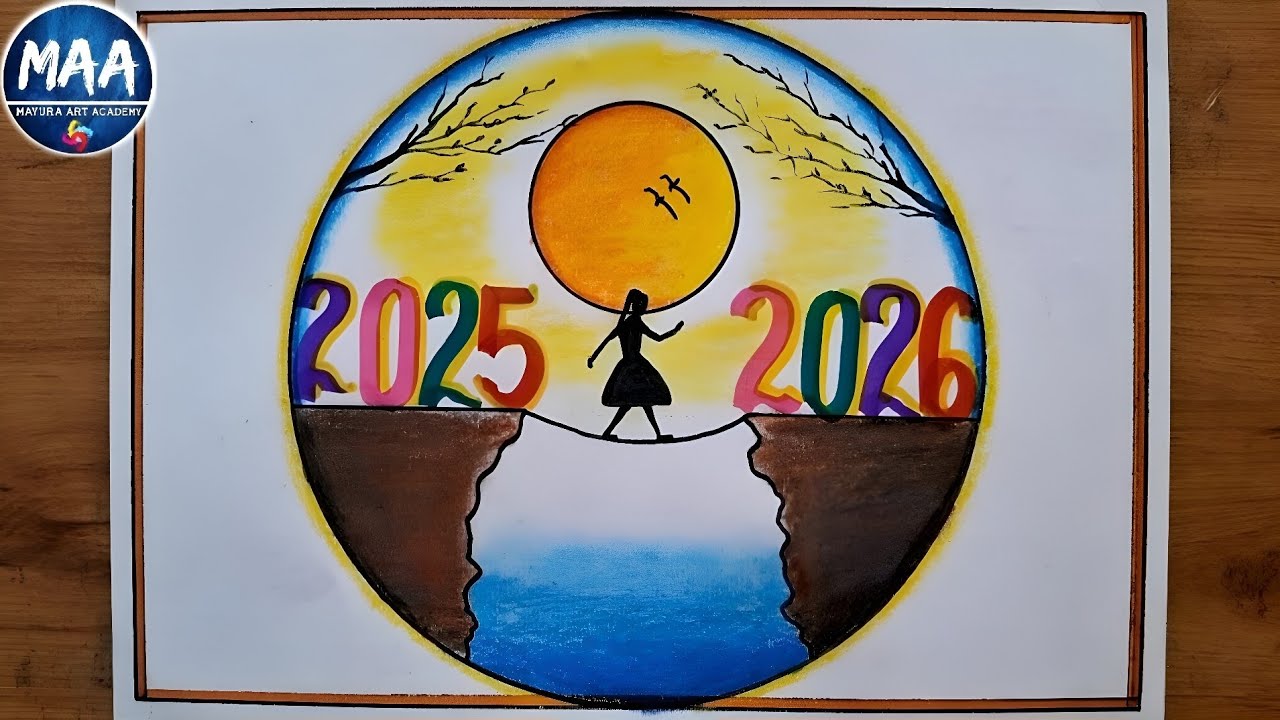 New Year Drawing | Happy New Year Drawing | New Year scenery Drawing #2026 