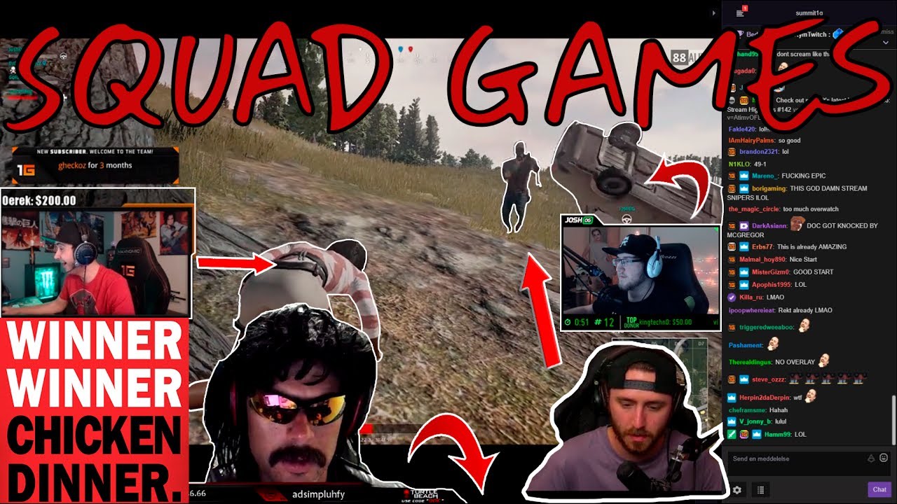 Summit1g PUBG Squad Games w/ DrDisRespect, JoshOG and GoldGlove (SO FUNNY)