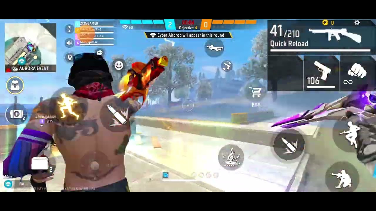 freefire new video, full gameplay in mobile, only headshot,1v4,red no. FHD video, ZX11rGaming