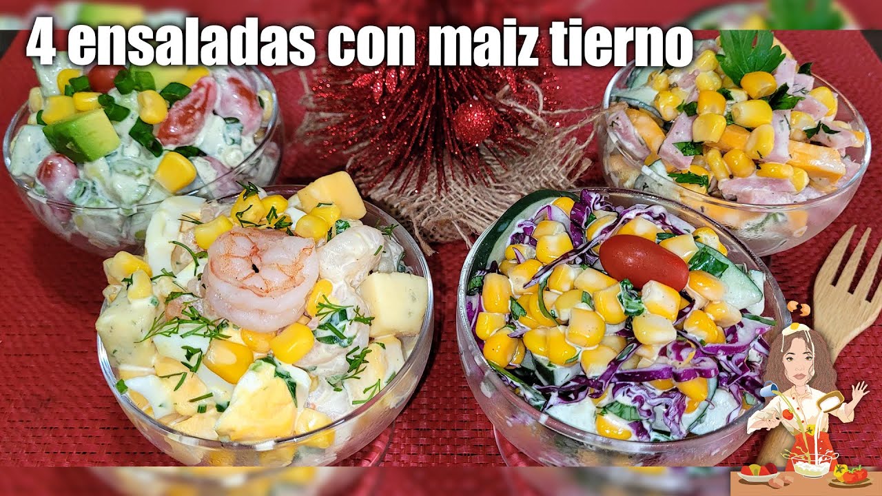 4 Ensaladas de maíz tierno!  Recetas Navideñas🎄 #recetasnavideñasmiranda