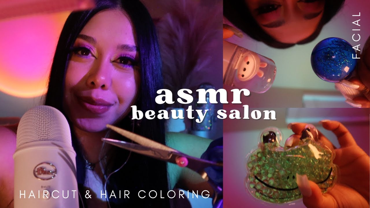 ASMR | ✿ beauty salon roleplay ( haircut, hair coloring, & facial)