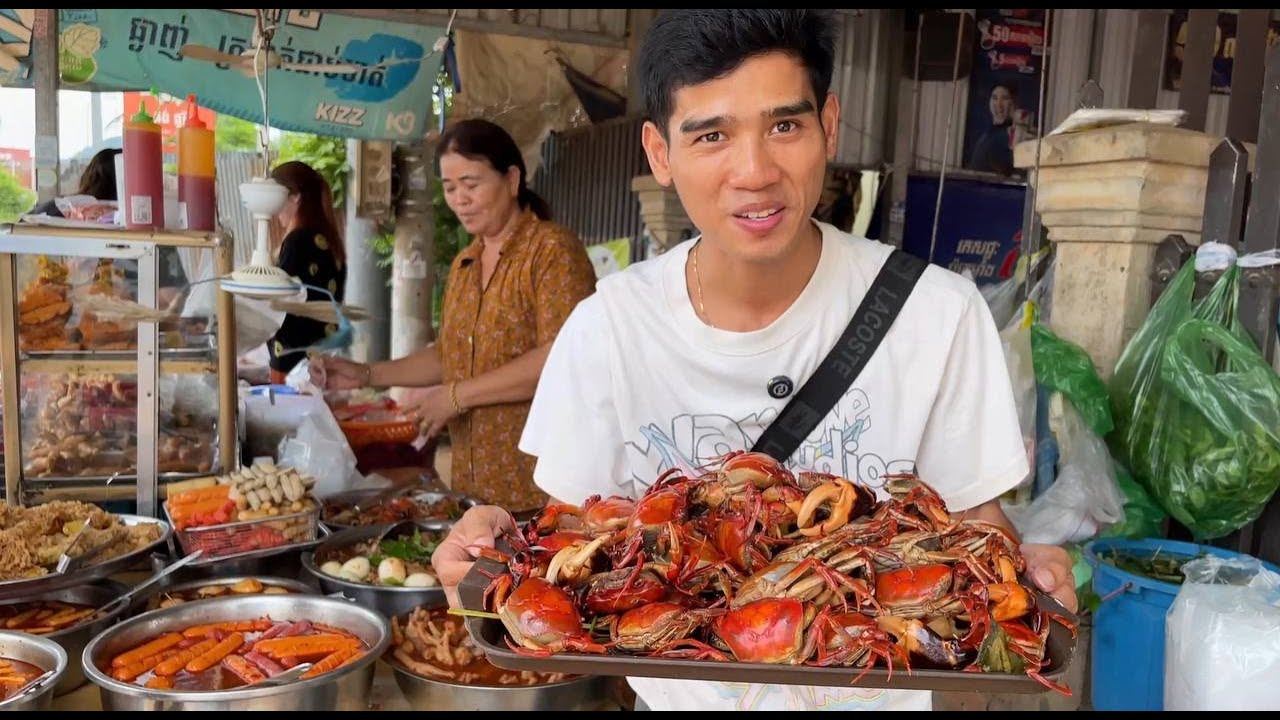 ក្តាមស្រែឆាគ្រឿង នំបញ្ចុកអំបិលម្ទេស យាយពីថាឆ្ងាញ់តម្លៃធូរៗ១០០០៛ ២០០០៛