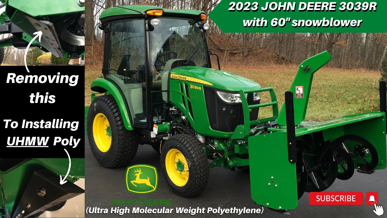 Трактор John Deere 3039R 2023 года выпуска со снегоуборщиком 60 дюймов, на который устанавливаетс...
