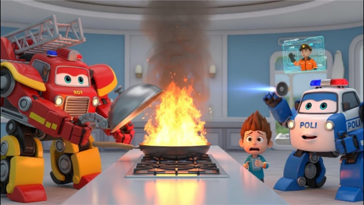 Kitchen Fire Safety│The Danger of the Overheated Pan 🍳 |Robocar Poli | Kids Safety Lessons&Education