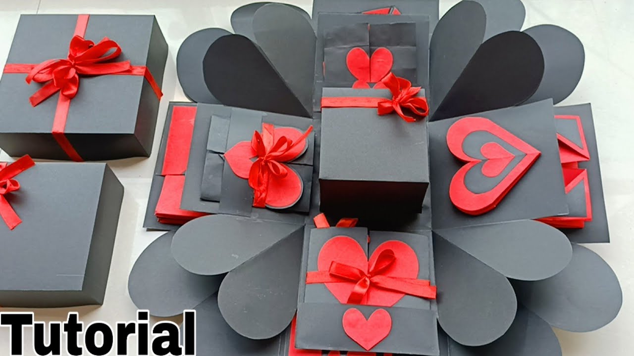 Valentine Special Explosion Box Tutorial||Black &Red Valentine Explosion Box Full Tutorial||