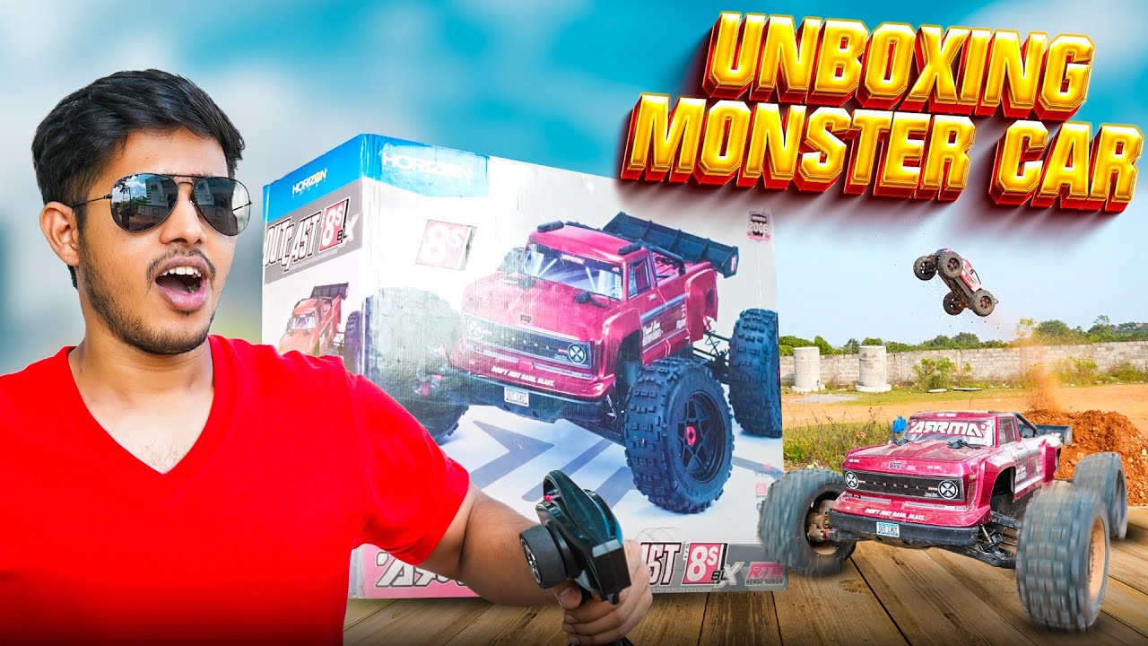 Unboxing Arrma outcast 1/5 scale monster rc car.