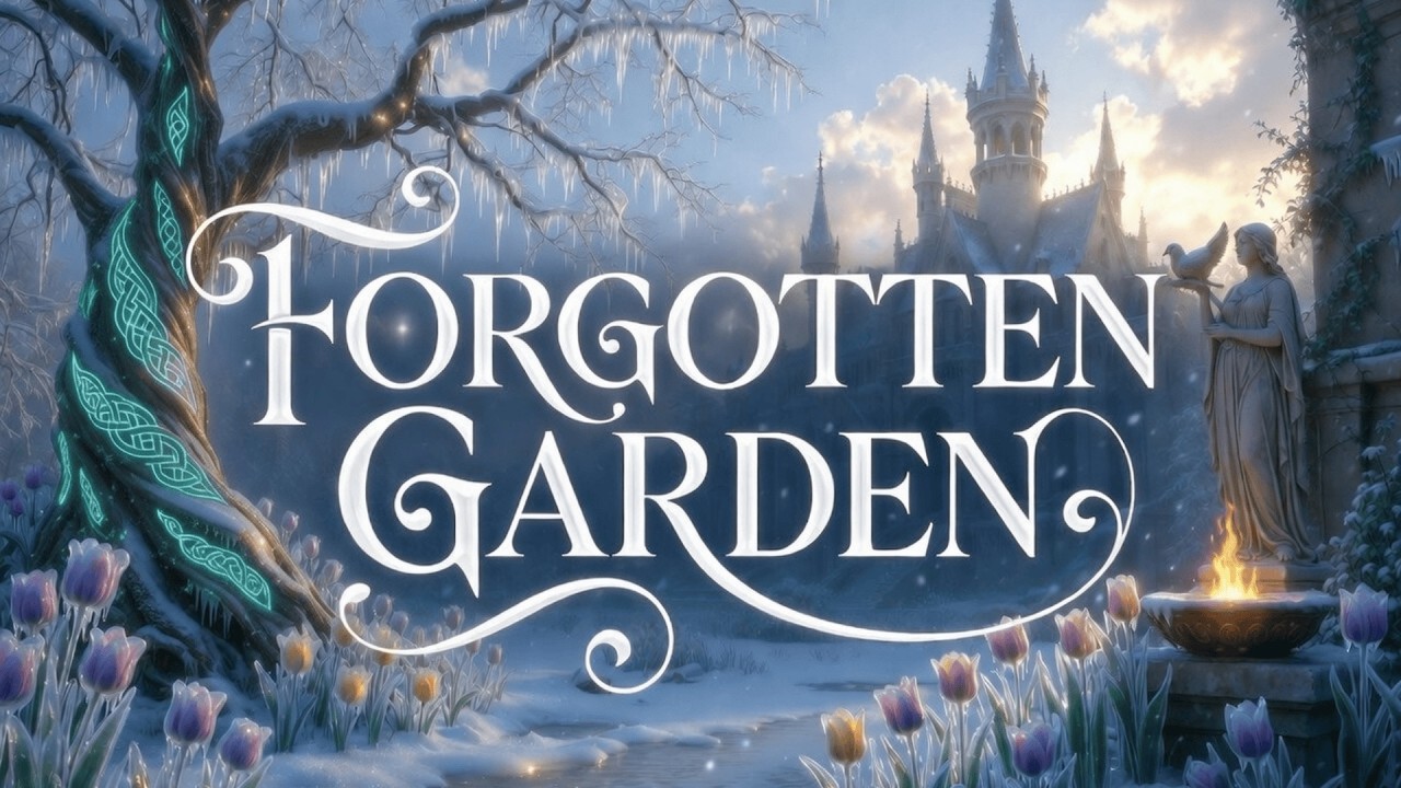 Forgotten Garden | Celtic Winter Castle Ambience | Snowfall & Cozy Fire