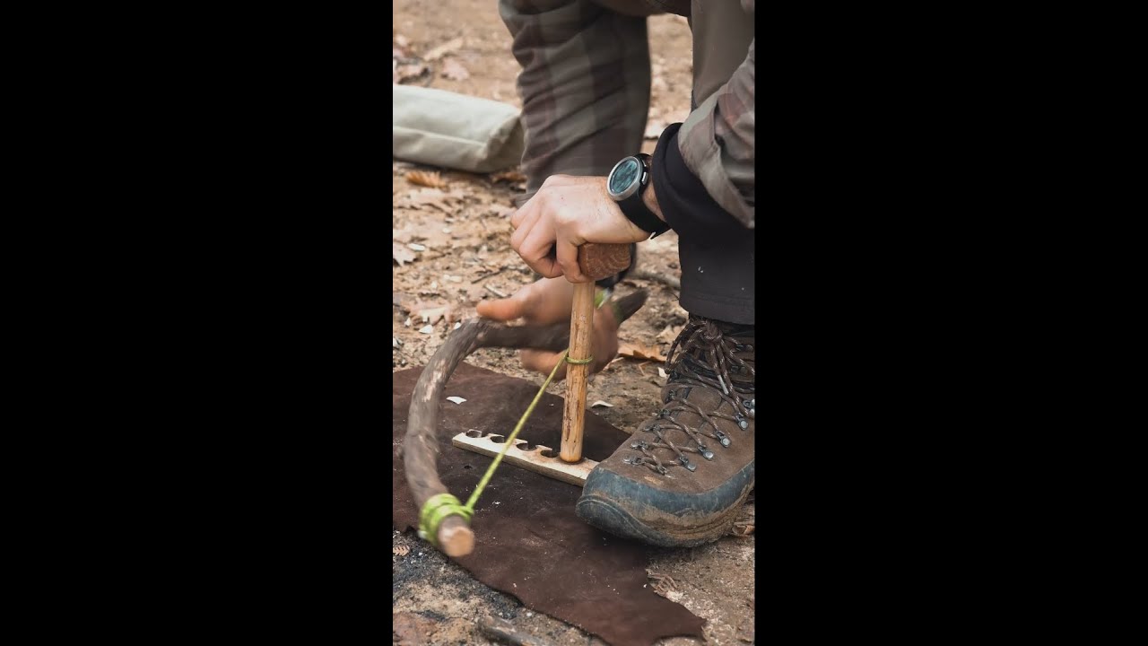 İlkel Yöntemlerle Ateş Yakmak / Yay Matkap ( Bow Drill Fire ) Yöntemi /  Sürtünme Ateşi