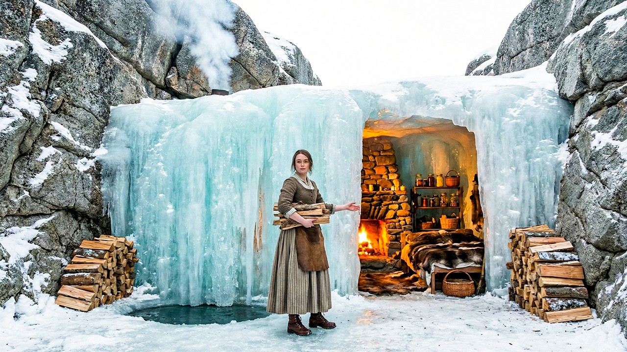 She Hid Behind a Frozen Waterfall During the Blizzard — What She Built Inside Shocked Everyone