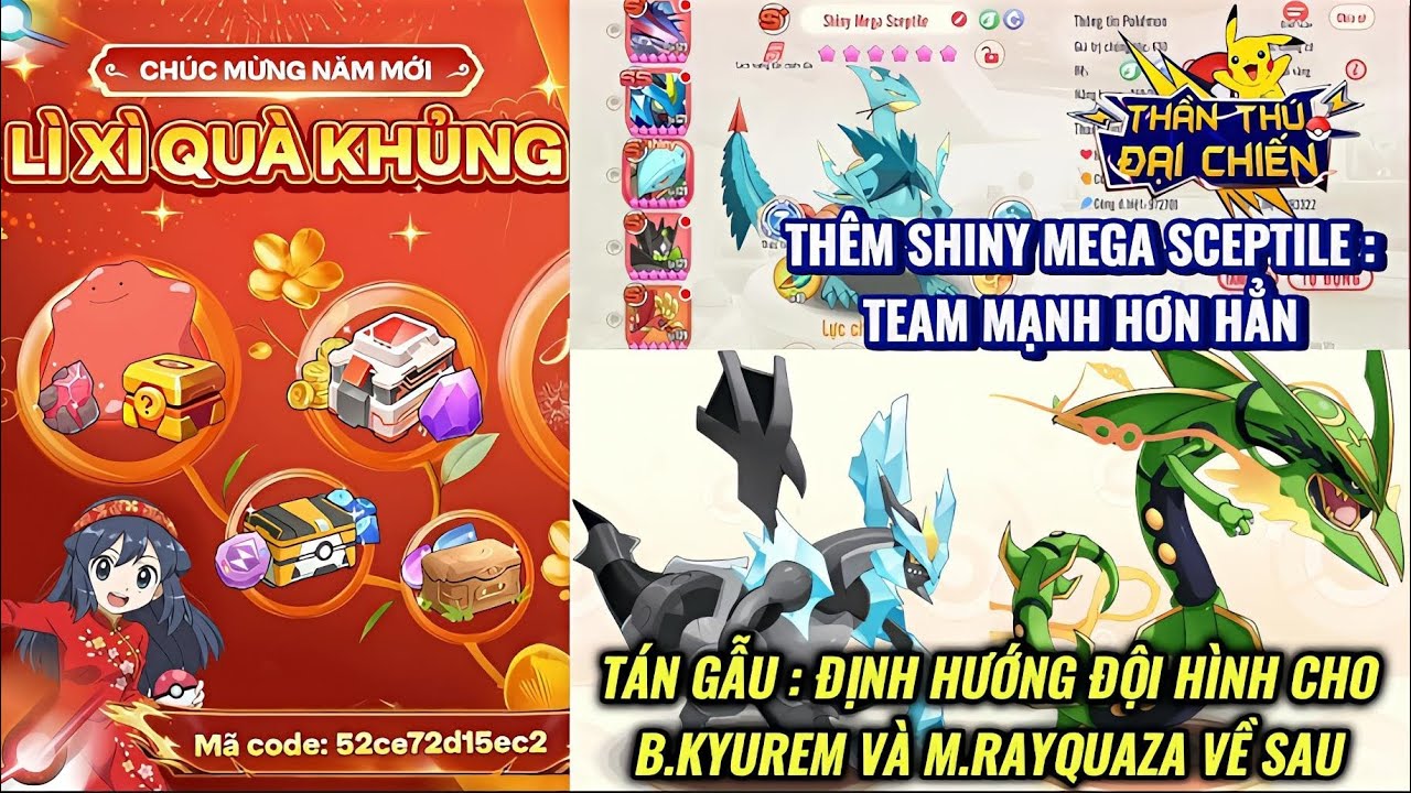 Thần Thú Đại Chiến - Code năm mới | Mạnh hơn khi có SM.Sceptile | Đội hình cho Black và MRay về sau