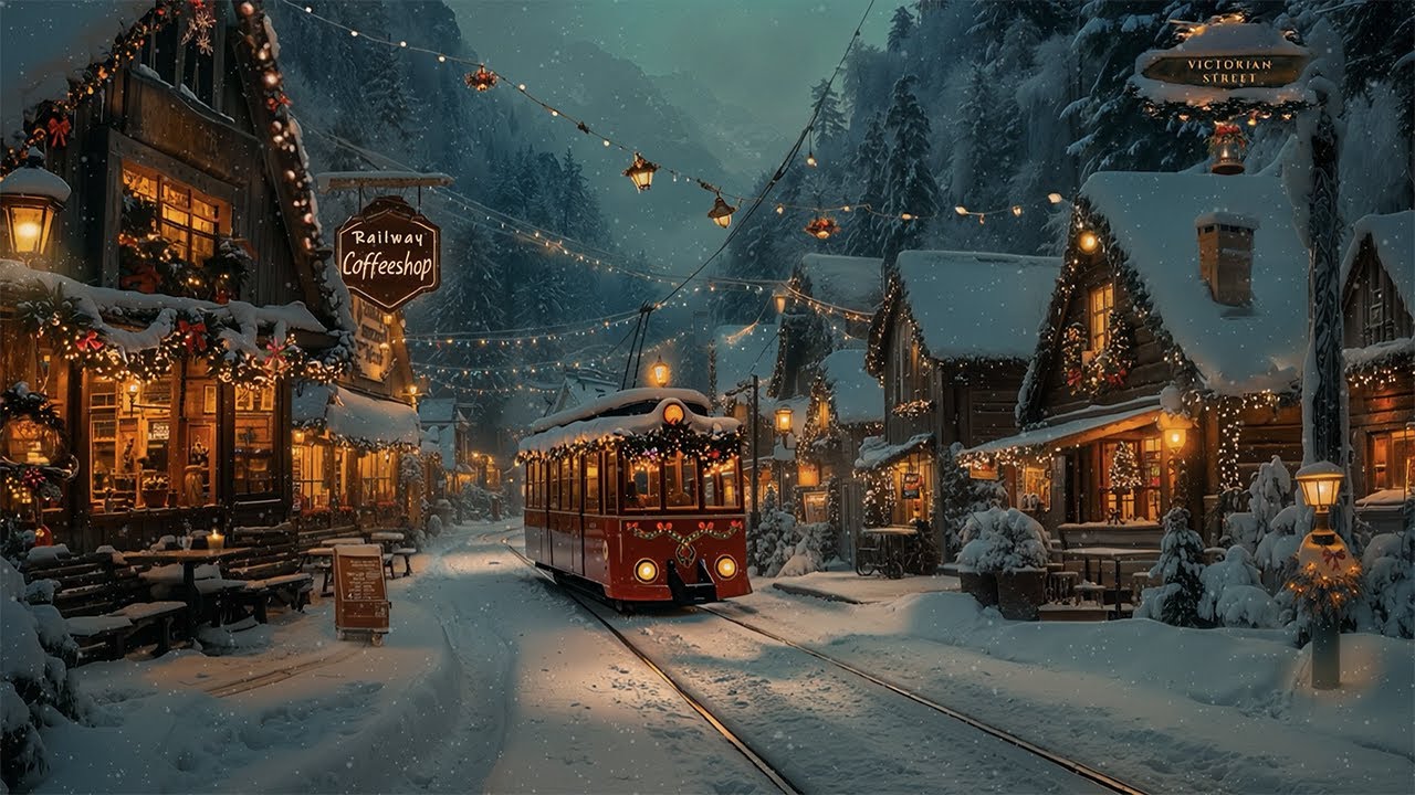 Cozy Coffeeshop in a Victorian Christmas Town | Relaxing Piano & Violin | Dark Academia Music