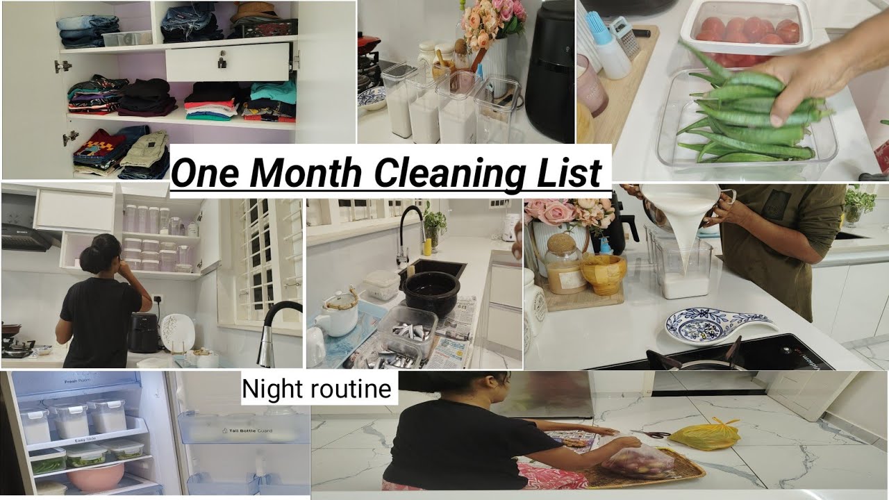 One month cleaning list /night routine 