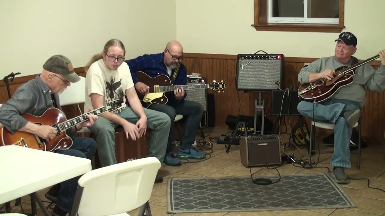 Paul Moseley, Chris Waddell, Quinton Waddell and Jim Beeny jam on Cannonball Rag