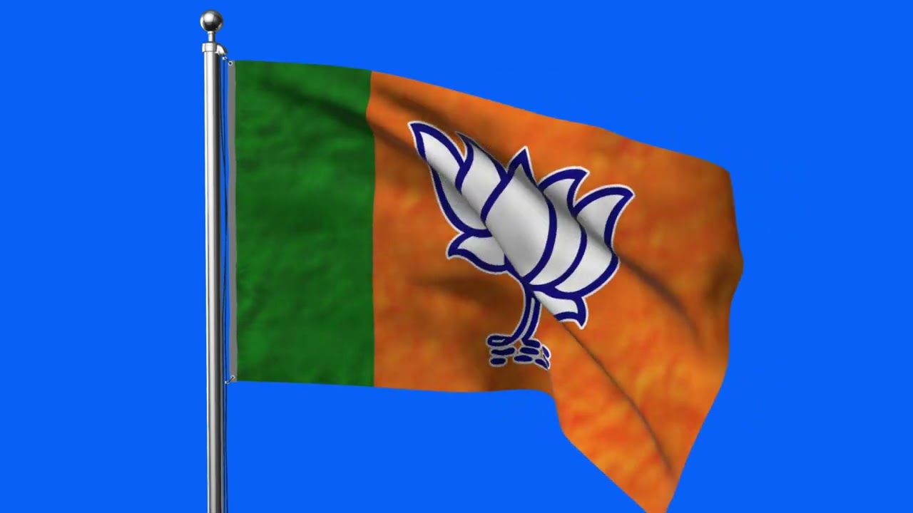 BJP FLAG ANIMATION GREEN SCREEN (4K LOOP VIDEO)