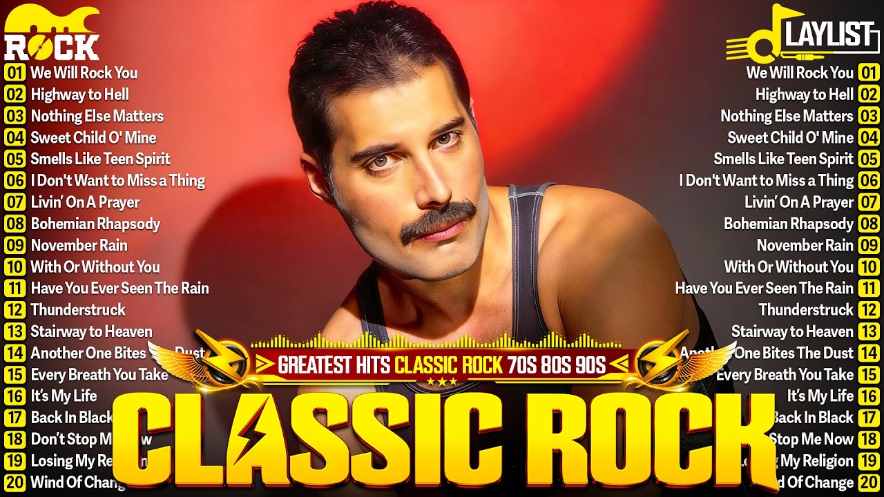 Top 500 Classic Rock Songs 70s 80s 90s ⚡ Queen, Guns N' Roses, Metallica, AC/DC, Aerosmith, Bon Jovi