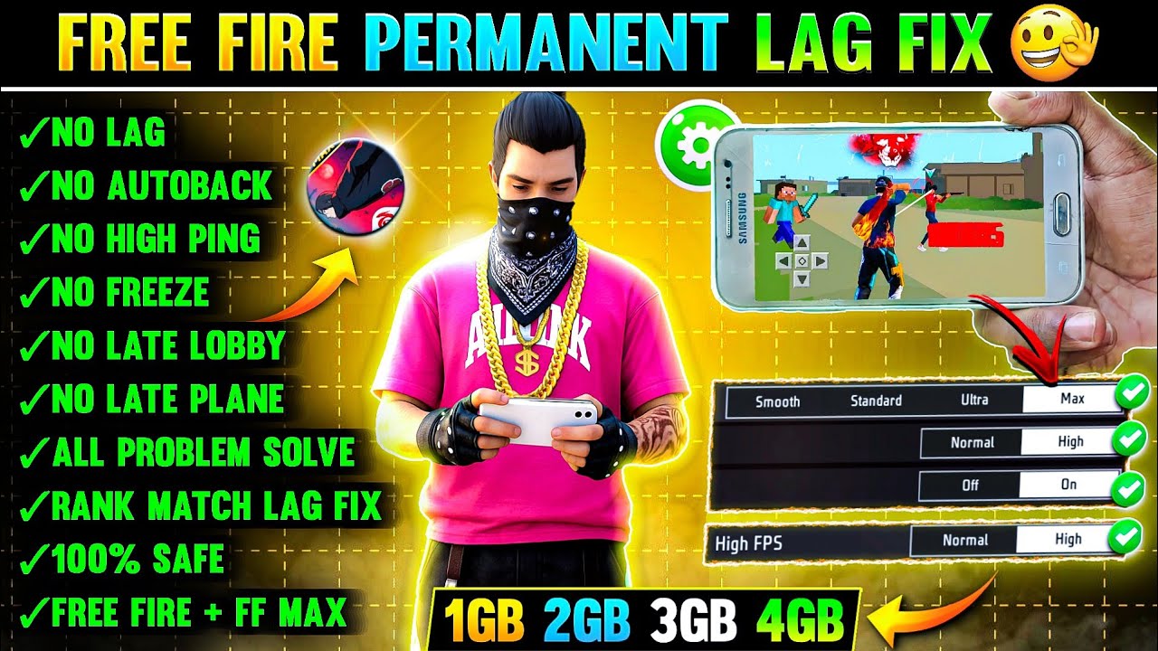 FREE FIRE LAG FIX 1GB 2GB RAM | FREE FIRE LAG PROBLEM  SOLVED | HOW TO FIX LAG 2GB 3GB 4GB MOBILE 📲