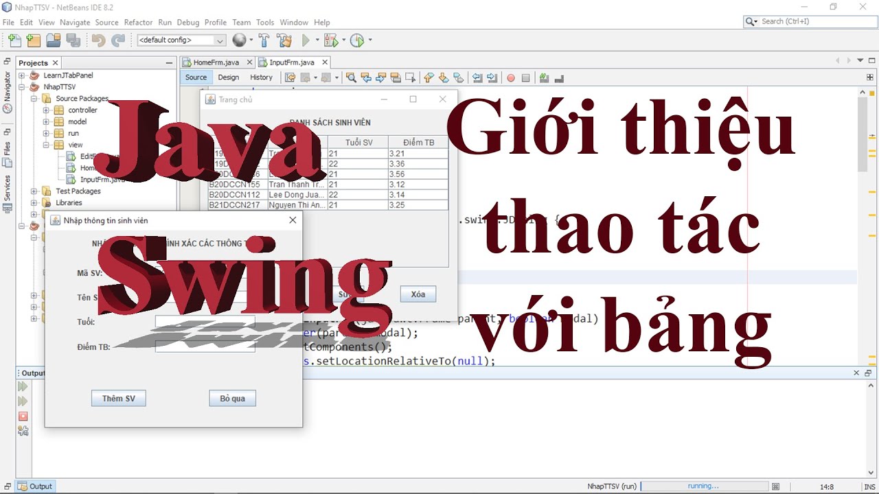 Java Swing - Giới thiệu Bảng và thao tác với bảng: thêm và xóa hàng