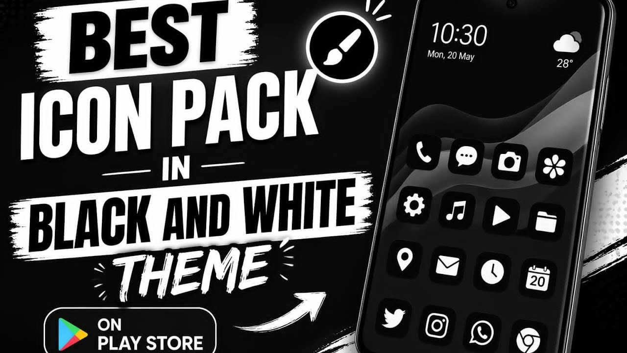 Best Black and White Icon Pack for Android | Minimal Theme Icons (Play Store)