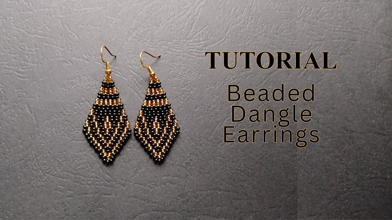 Dangle Bead Earrings Tutorial, Brick Stitch Beading tutorial, Seed Bead Earrings Making