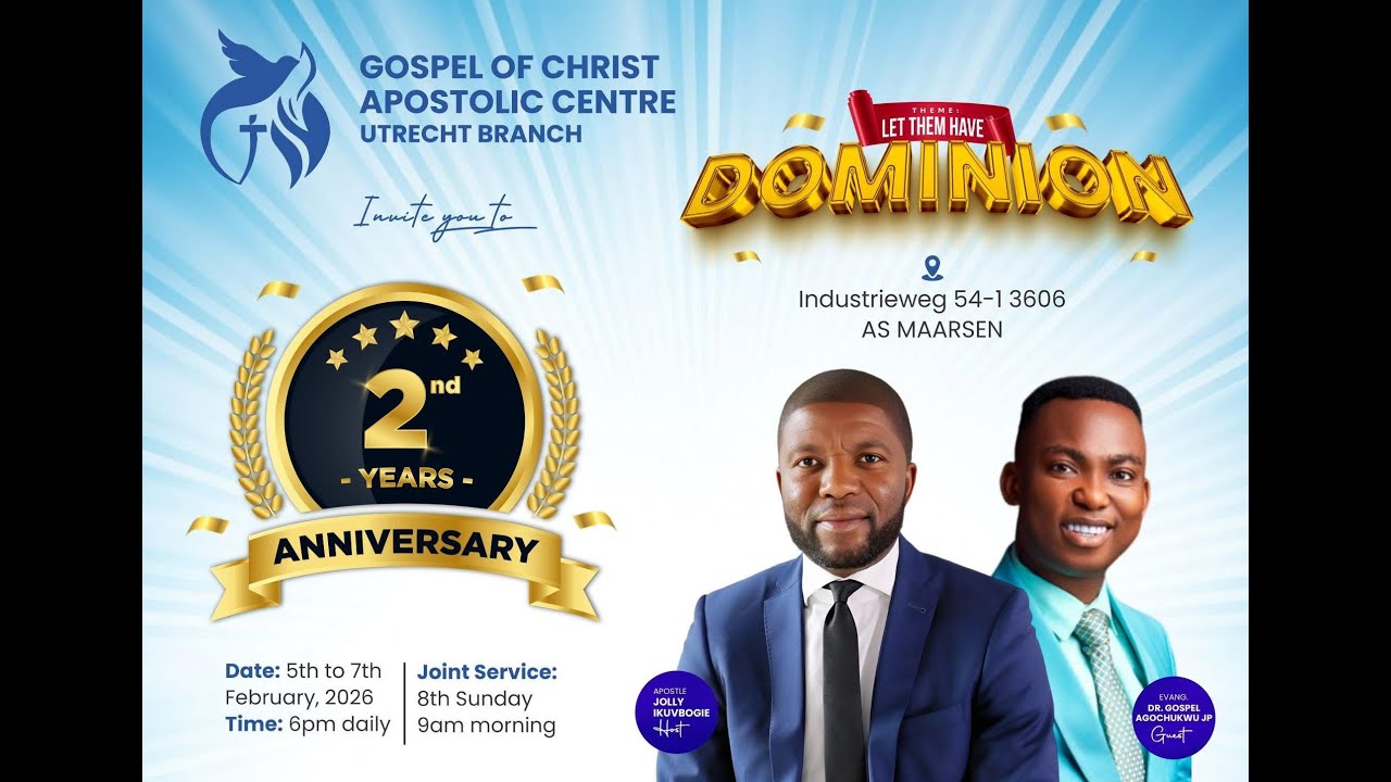 Gospel Of Christ Apostolic Centre | 2nd Year Anniversary (Utrecht) | Day 1