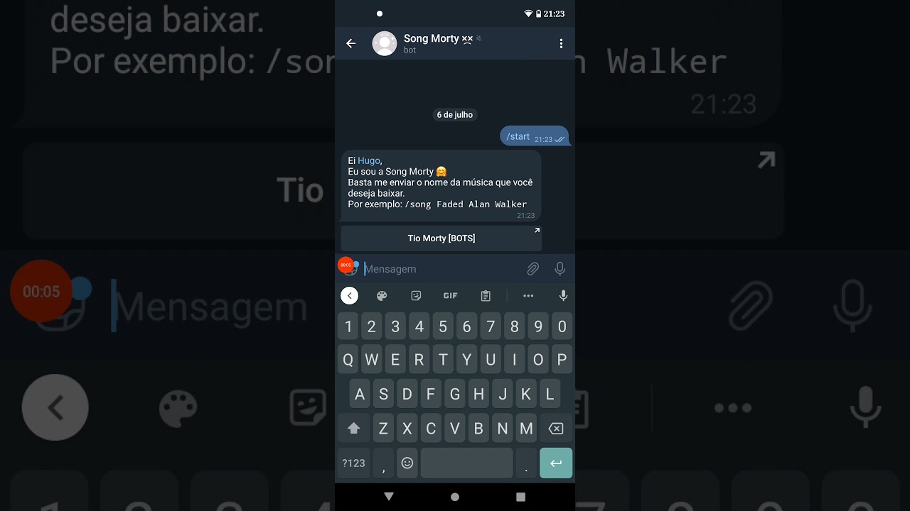 tutorial como baixar m&uacute;sica pelo telegram !