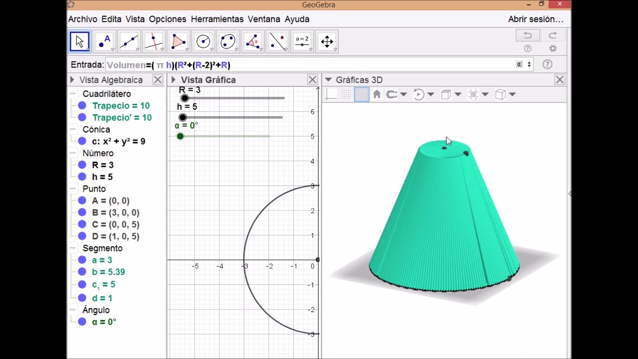 TRONCOCÒNICOS POR ROTACIÒN CON GEOGEBRA