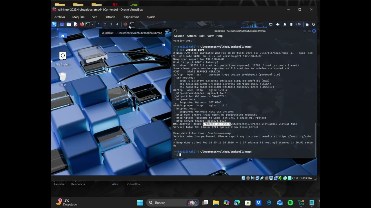 CNO V - SEGURIDAD INFORMATICA / Vulnerando la máquina virtual SNAKEOIL