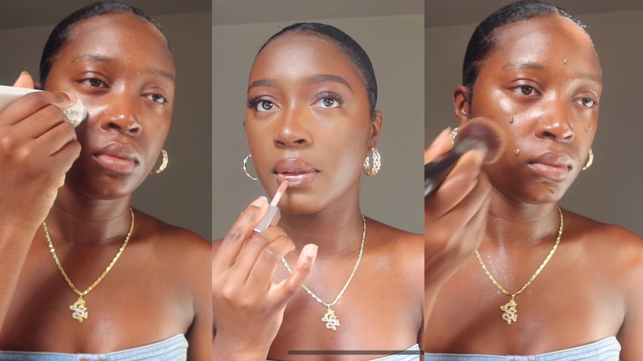 DARKSKINNED BRONZE GLOWY MAKEUP LOOK 🌞