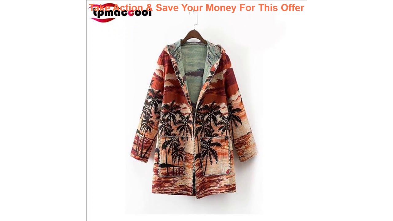 Deal Tpmaccool luxury designer women coat 2020 spring high end Palm Tree print long sleeve Female H