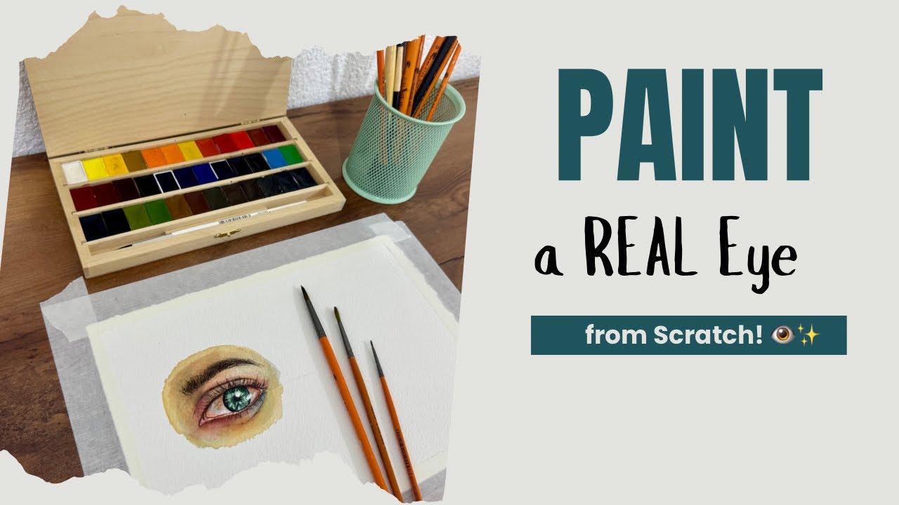 Realistic Watercolor Eye Tutorial | Paint from Scratch – Skin Tone Secrets 👁️🎨