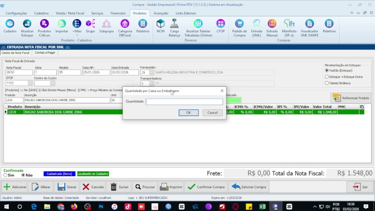 DESMENBRAR CAIXA FECHADA