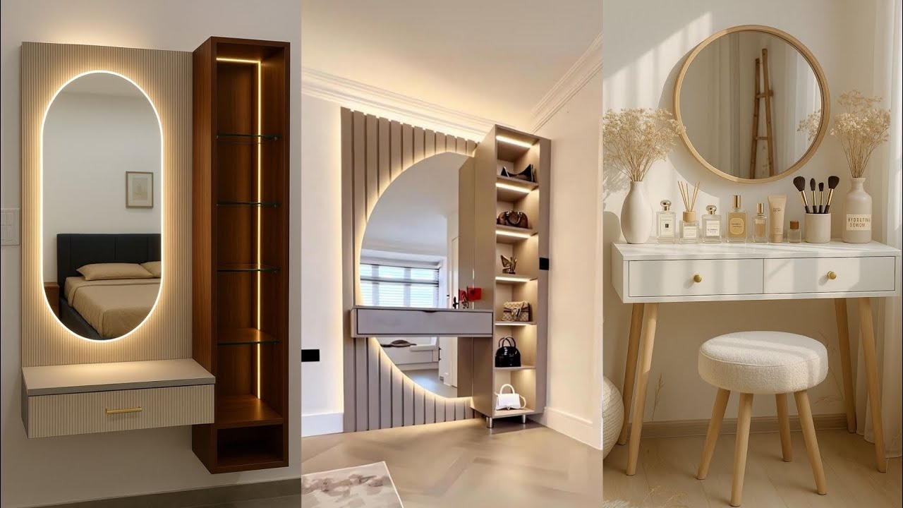 Aesthetic and elegant dressing table interior design ideas with beautiful lightening decor 