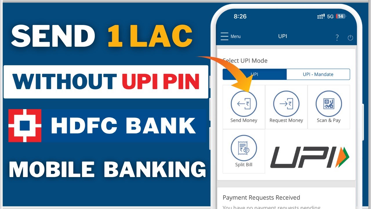Send Money Without UPI PIN on HDFC Mobile Banking | HDFC Bank UPI Money Transfer Without UPI PIN