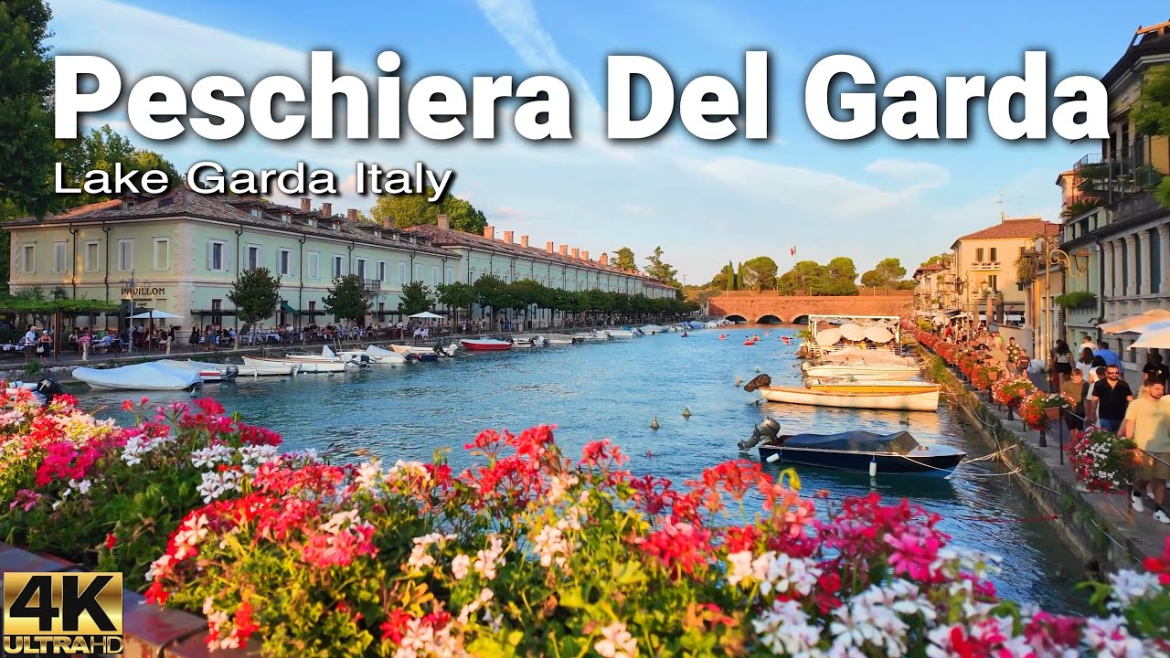 Lake Garda italy Walking Tour - Peschiera del Garda Sunset walk 4k 60fps