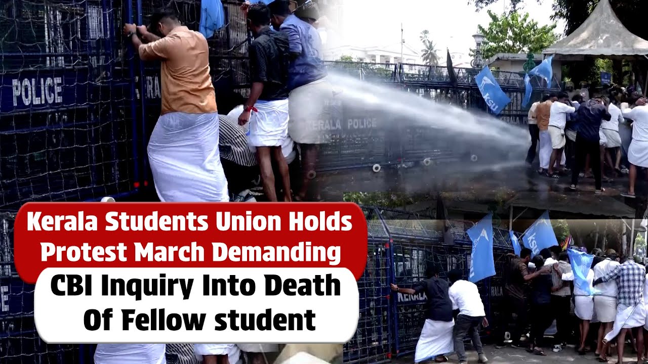 Kerala Students Union holds protest march demanding CBI inquiry into death of fellow student